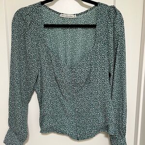 Abercrombie &Fitch Green Floral Blouse